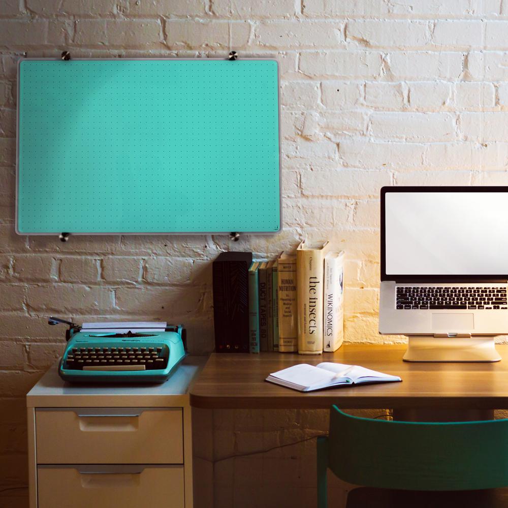 Glacier Teal Multi-Purpose Grid Glass Dry Erase Board 24" x 36"