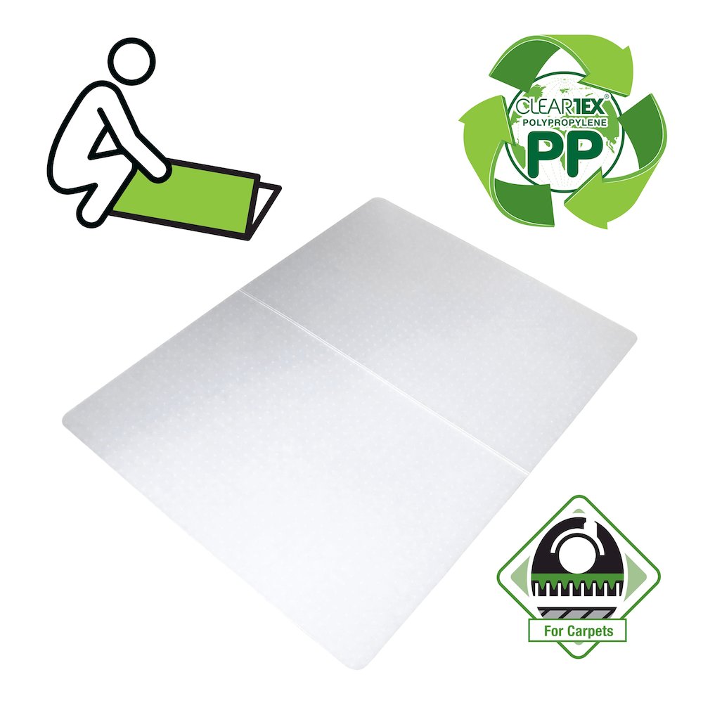 Cleartex Polypropylene Rectangular Foldable Chair Mat for Carpets - 35" x 46"