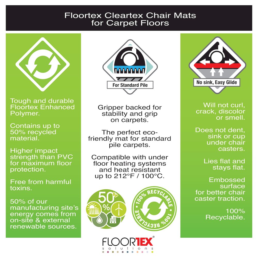 Rectangular Chair Mat for Carpets up to 3/8" - 30" x 48"