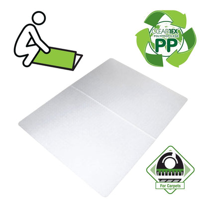 Cleartex Polypropylene Rectangular Foldable Chair Mat for Carpets - 46" x 57"