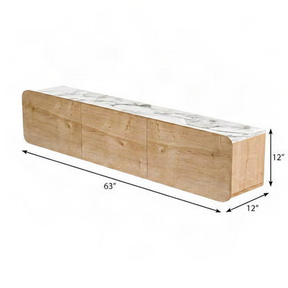 Wall Mounted Oval TV Stand in Walnut with Wooden Finish and Modern Design