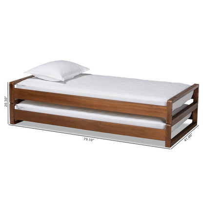 Baxton Studio Klara Walnut Finished Wood Expandable Twin to King Size Bed Frame