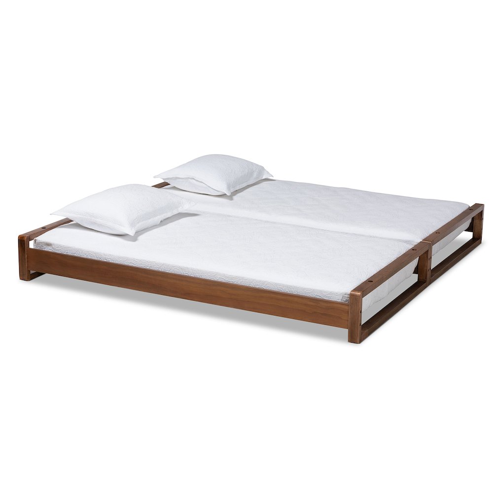 Baxton Studio Klara Walnut Finished Wood Expandable Twin to King Size Bed Frame