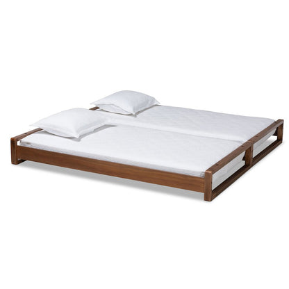 Baxton Studio Klara Walnut Finished Wood Expandable Twin to King Size Bed Frame