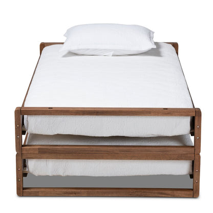 Baxton Studio Klara Walnut Finished Wood Expandable Twin to King Size Bed Frame