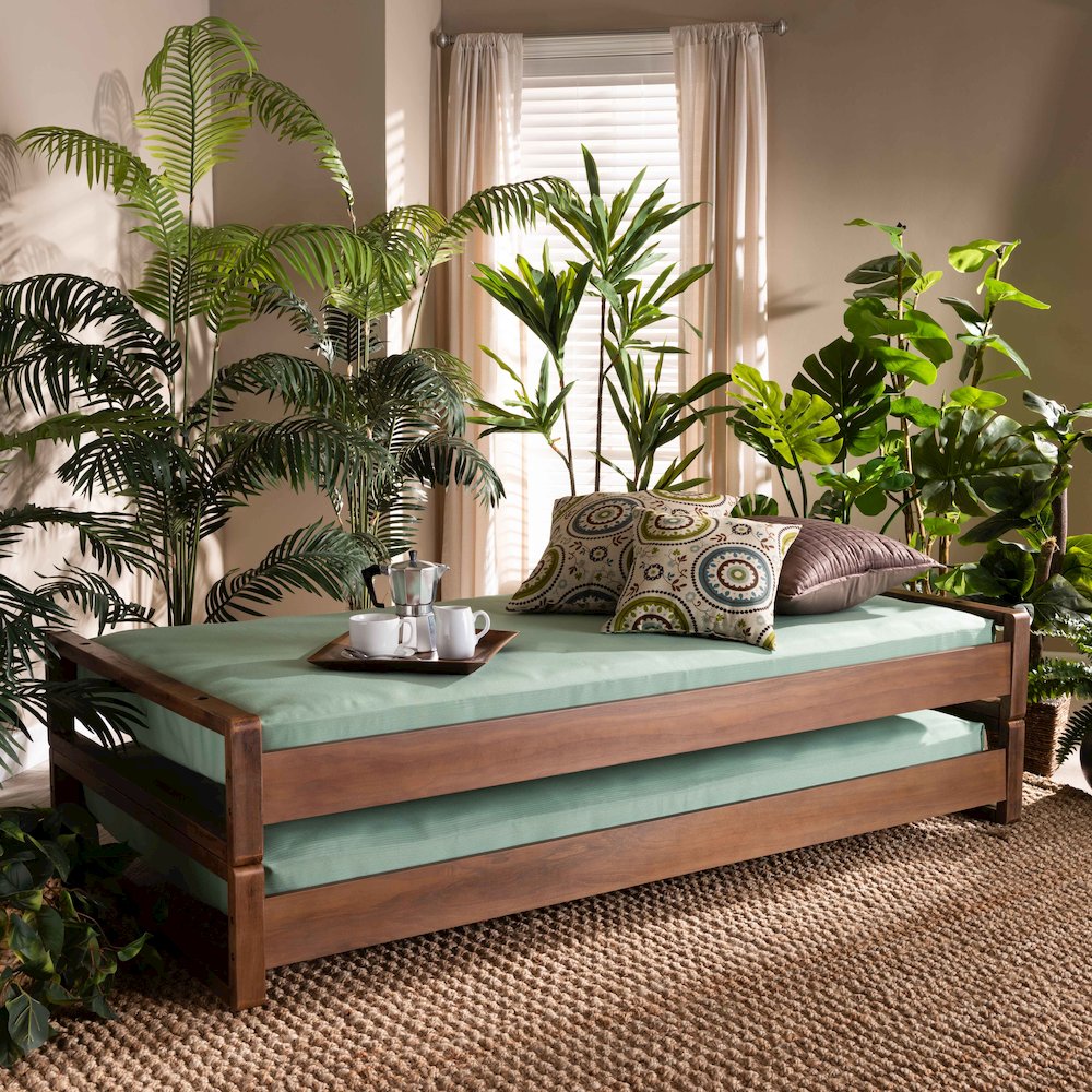Baxton Studio Klara Walnut Finished Wood Expandable Twin to King Size Bed Frame