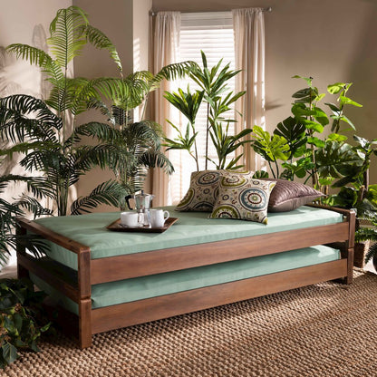 Baxton Studio Klara Walnut Finished Wood Expandable Twin to King Size Bed Frame