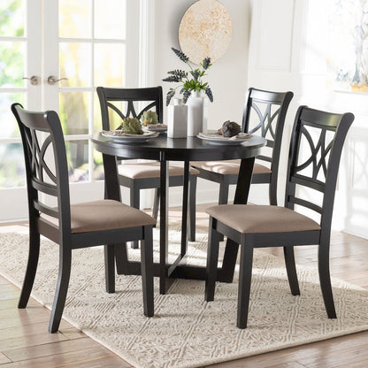 Penny 5-Piece Dining Set, Mid-Century Modern Round Table and Chair Set, Sand