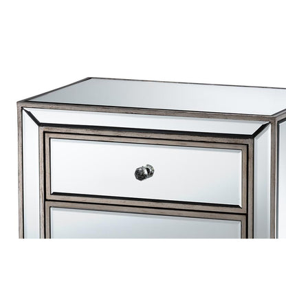 Fadri Contemporary Glam and Luxe Mirrored 2-Drawer Nightstand