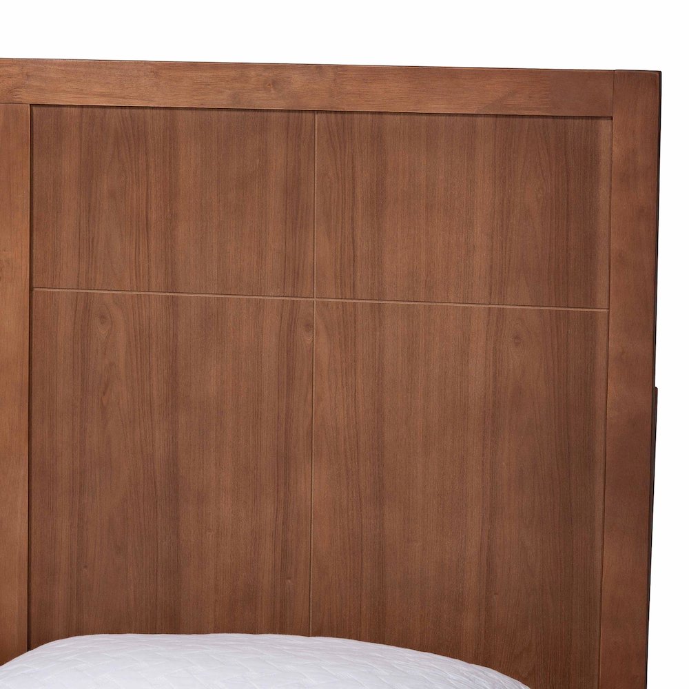 Noela Platform Bed Mid-Century Modern Wood Bed Frame with Panel Headboard, Queen