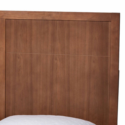 Noela Platform Bed Mid-Century Modern Wood Bed Frame with Panel Headboard, Queen