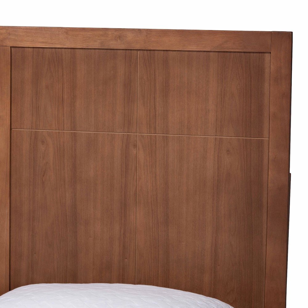 Mid-Century Modern Wood Bed Frame with Panel Headboard and Angled Legs, King