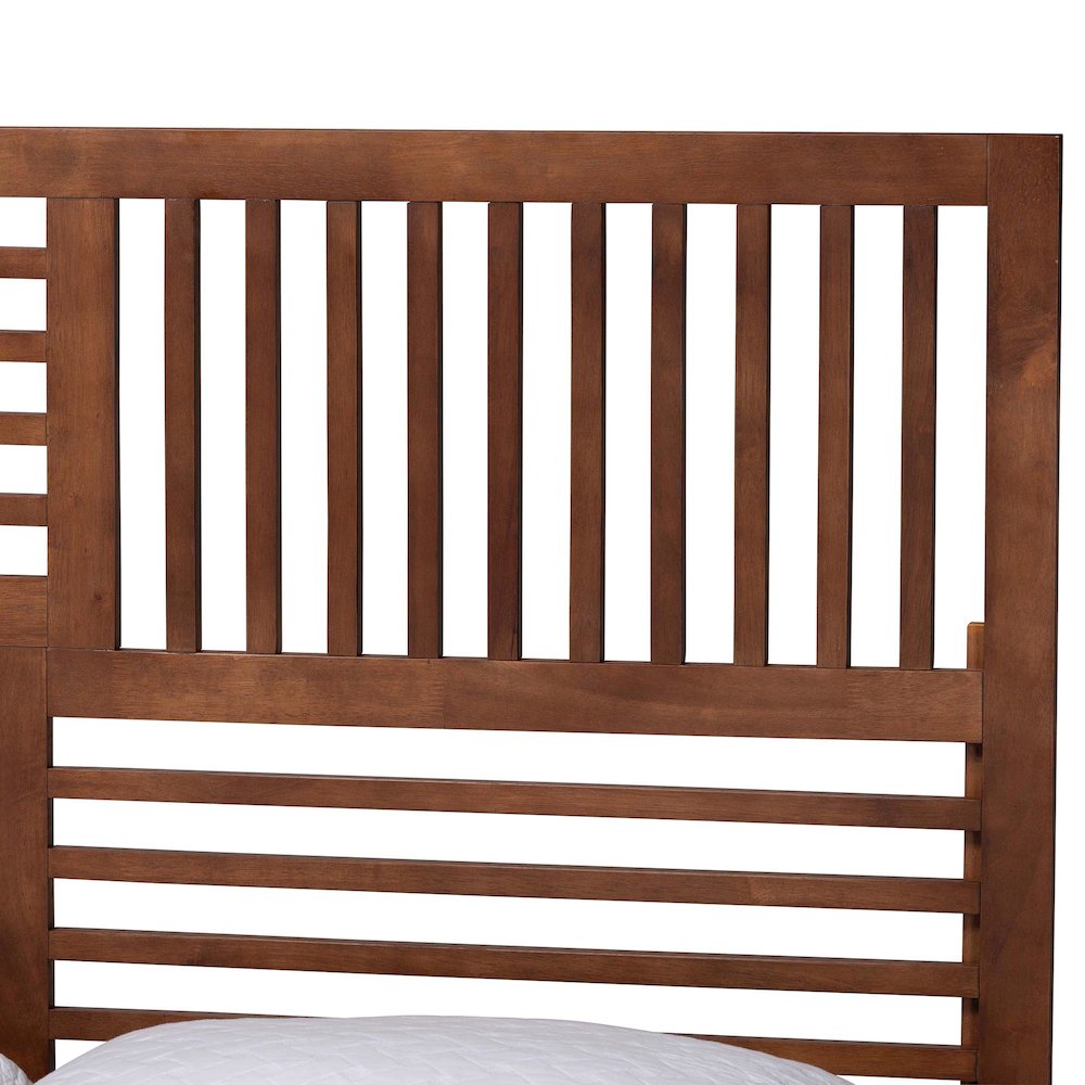 Gemma Platform Bed - Mid-Century Modern Bed Frame with Slatted Headboard, Queen
