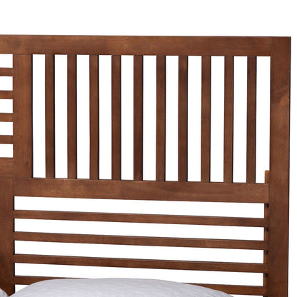 Gemma Platform Bed - Mid-Century Modern Bed Frame with Slatted Headboard, Queen