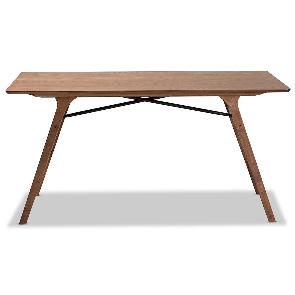 Saxton Mid-Century Modern Transitional Walnut Brown Finished Wood Dining Table