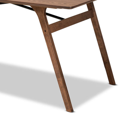 Saxton Mid-Century Modern Transitional Walnut Brown Finished Wood Dining Table