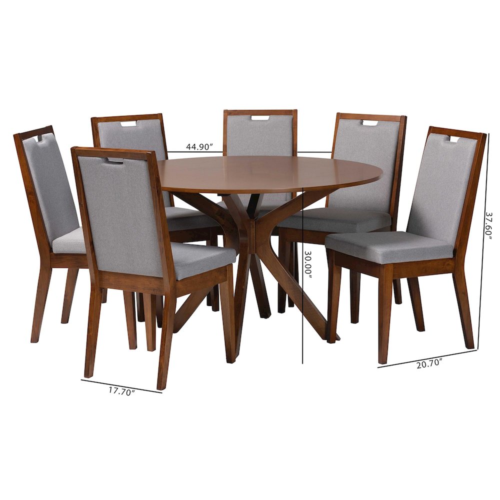 Eira Modern Grey and Walnut Brown Wood 7-Piece Dining Set