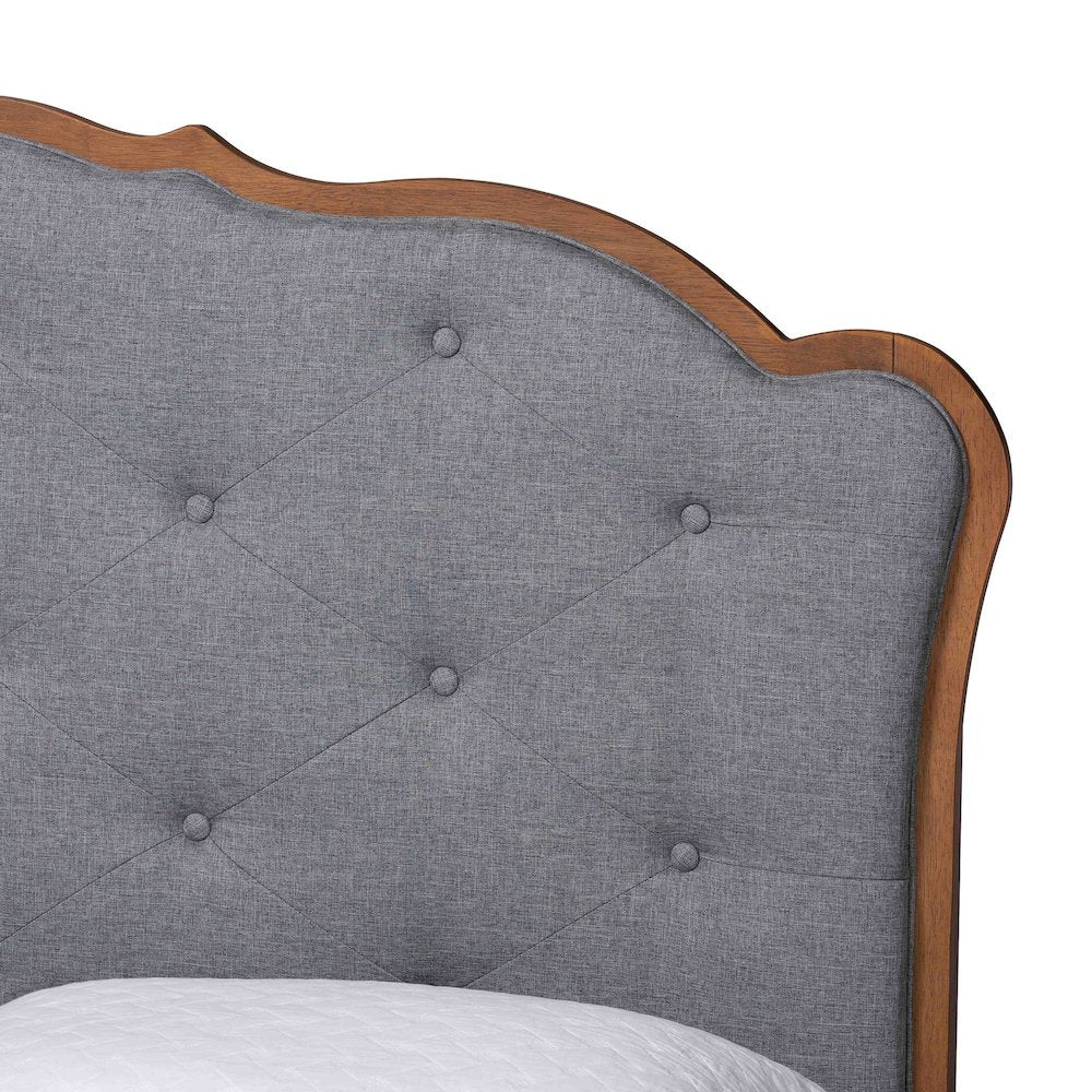Aithan Platform Bed - Mid-Century Modern Bed with Upholstered Headboard, Queen