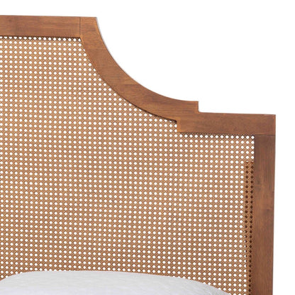 Rodolfo Platform Bed - Mid-Century Modern Bed with Woven Rattan Headboard, Queen