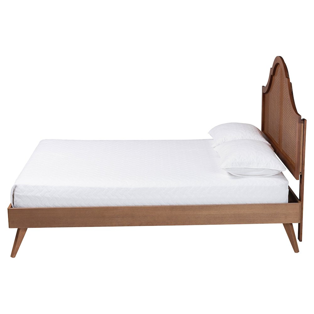 Alecia Mid-Century Ash Walnut Wood Queen Size Platform Bed