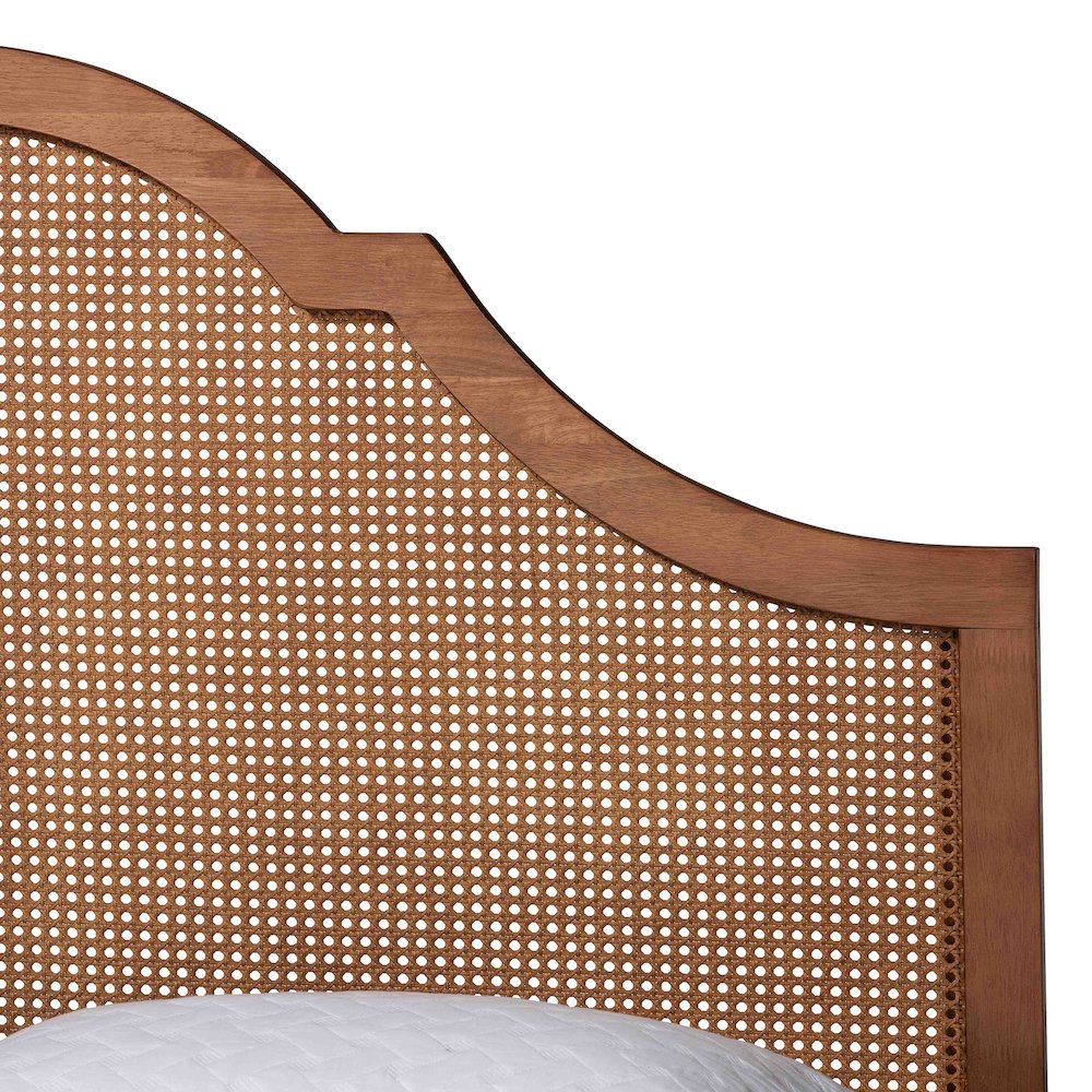 Alecia Mid-Century Ash Walnut Wood Queen Size Platform Bed