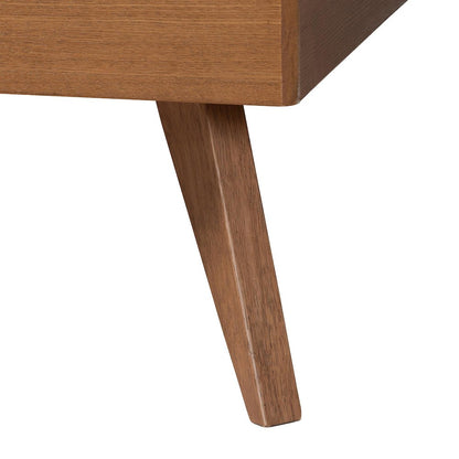 Alecia Mid-Century Ash Walnut Wood Queen Size Platform Bed