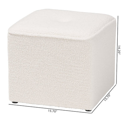 Baxton Studio Isaiah Modern and Contemporary Ivory Boucle Upholstered Ottoman