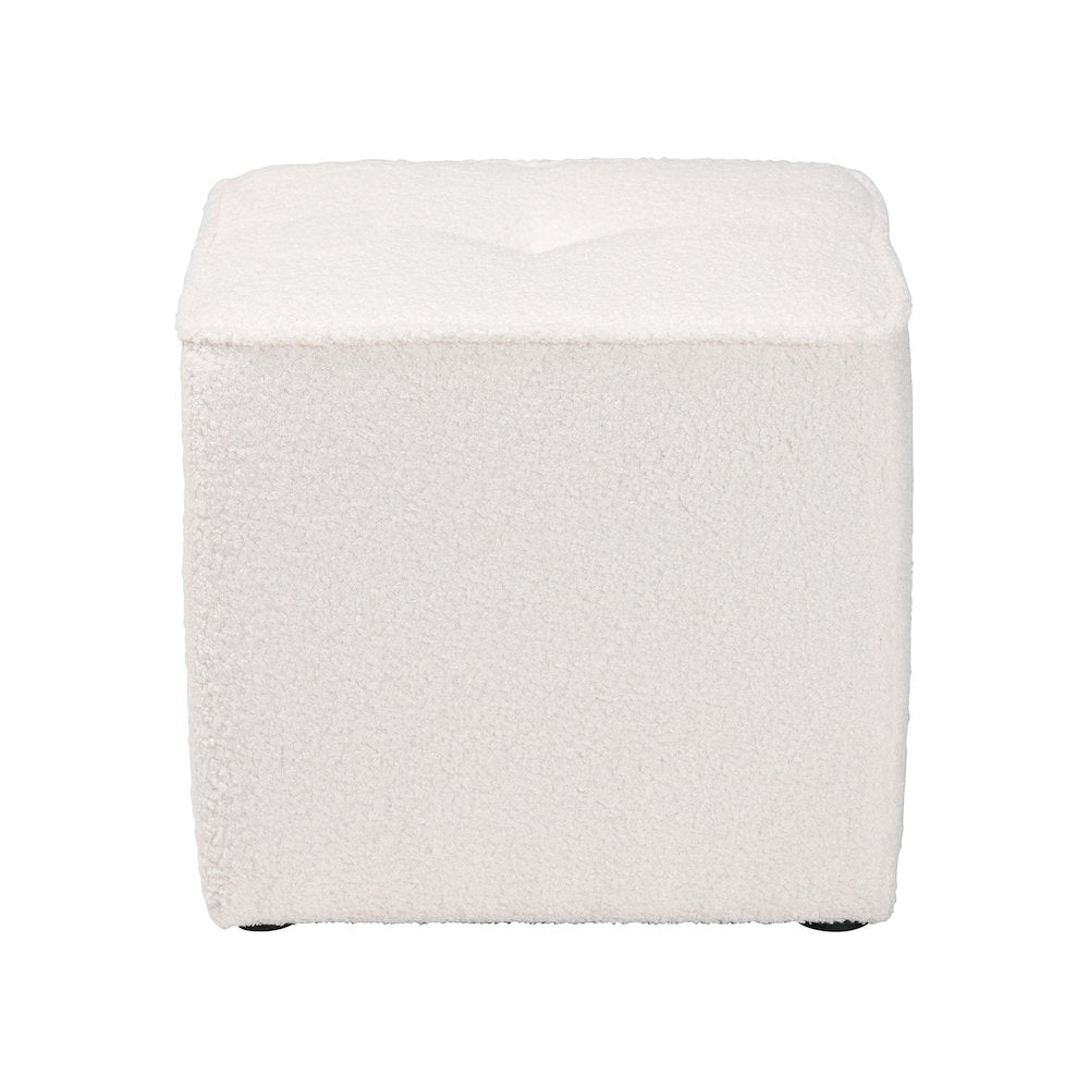 Baxton Studio Isaiah Modern and Contemporary Ivory Boucle Upholstered Ottoman