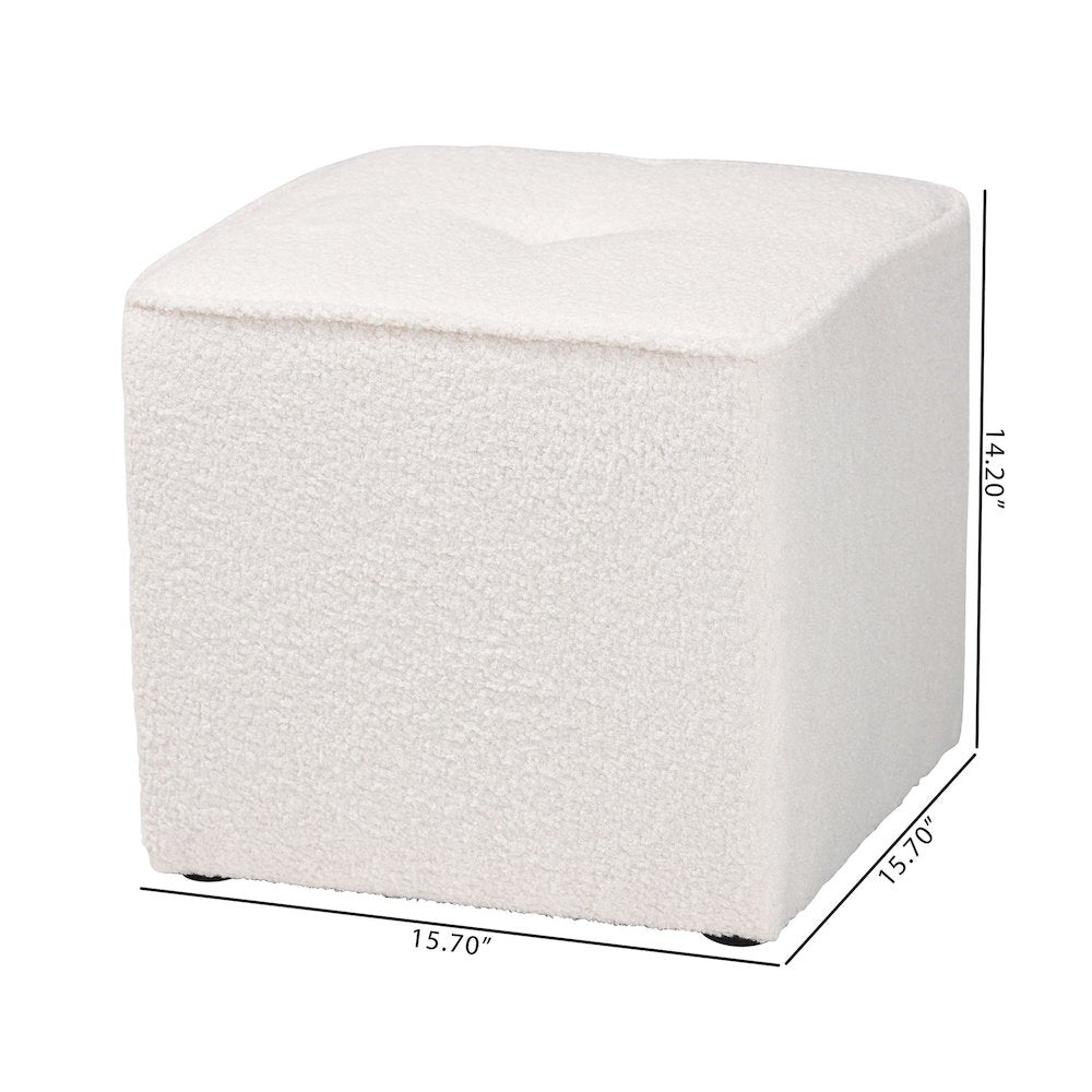 Baxton Studio Isaiah Modern and Contemporary Ivory Boucle Upholstered Ottoman