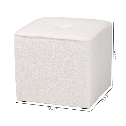 Baxton Studio Isaiah Modern and Contemporary Ivory Boucle Upholstered Ottoman