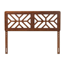 Wood Geometric Cutout Headboard in Walnut Brown with Adjustable Legs