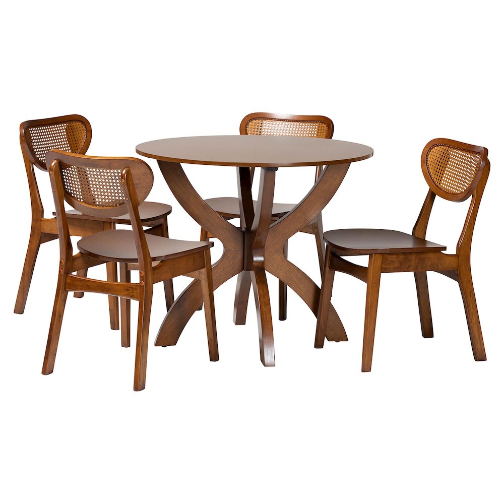 Kenna 5-Piece Dining Set - Mid-Century Modern Round Table and Chair Set