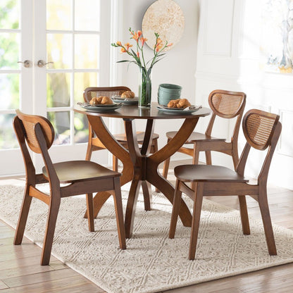 Kenna 5-Piece Dining Set - Mid-Century Modern Round Table and Chair Set