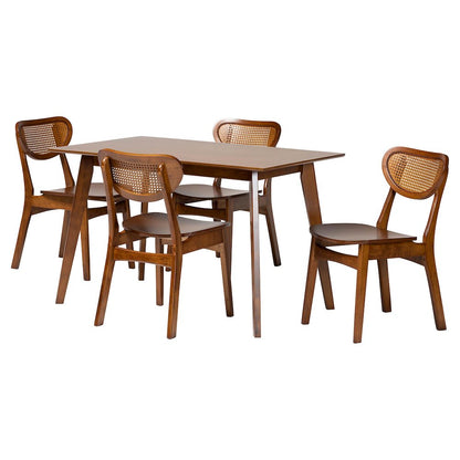 Kristy 5-Piece Dining Set - Mid-Century Modern Rectangle Table and Chair Set