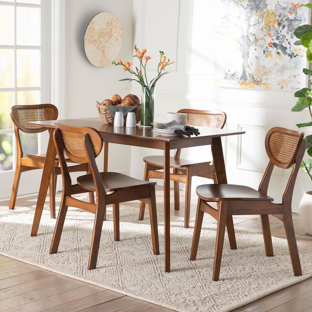 Kristy 5-Piece Dining Set - Mid-Century Modern Rectangle Table and Chair Set