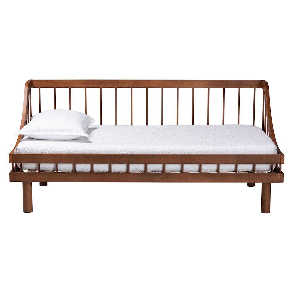 Helio Mid-Century Modern Walnut Brown Finished Wood Twin Daybed