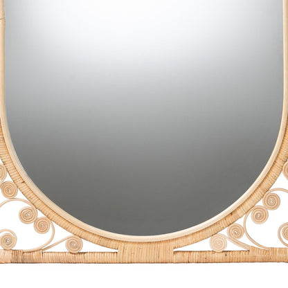 Isley Modern Bohemian Natural Brown Rattan Accent Wall Mirror