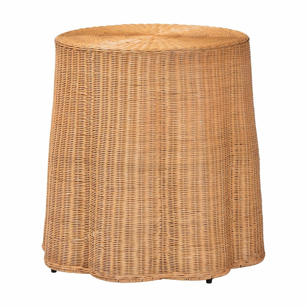 Palm Bohemian Honey Scallop Rattan Console Table