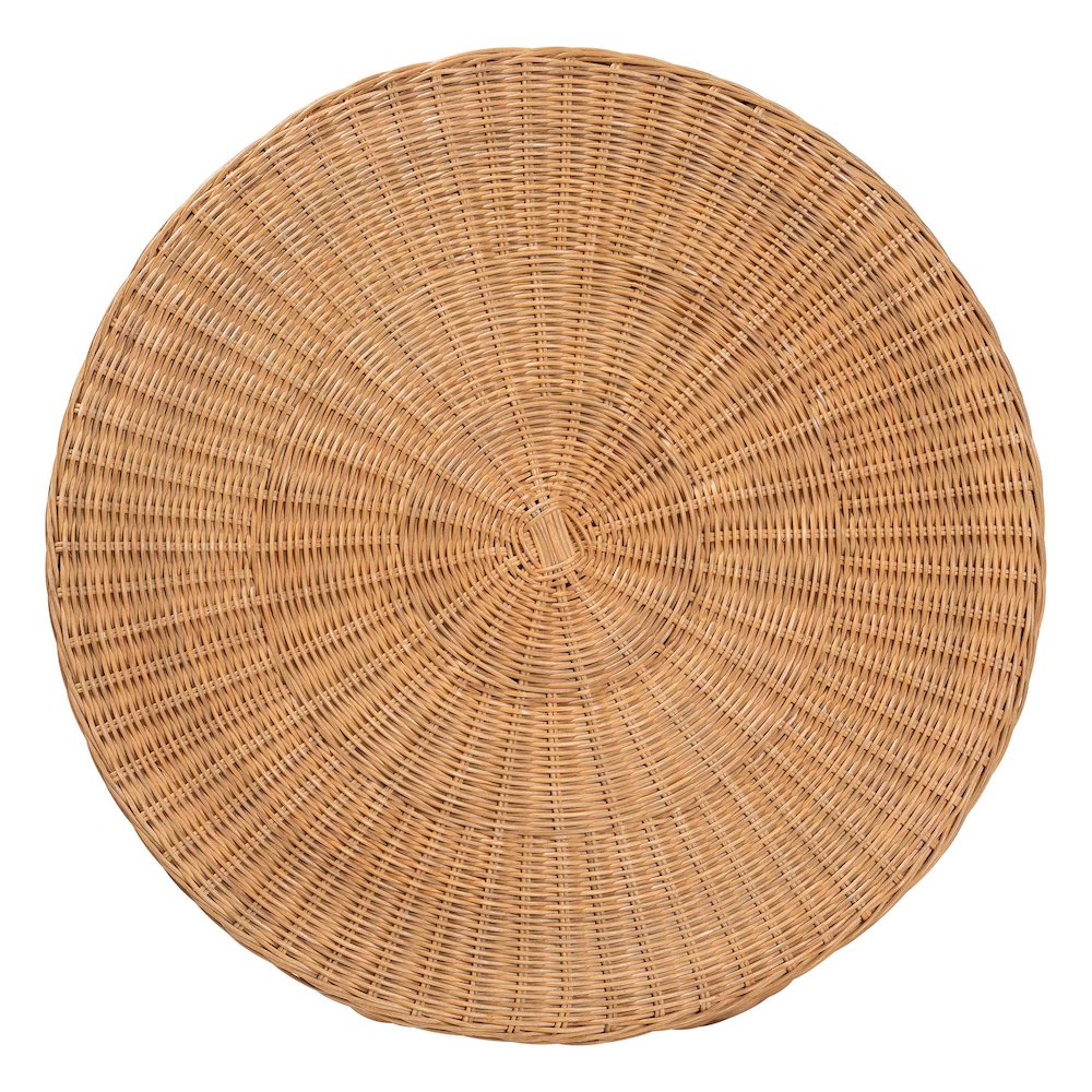 Palm Bohemian Honey Scallop Rattan Console Table
