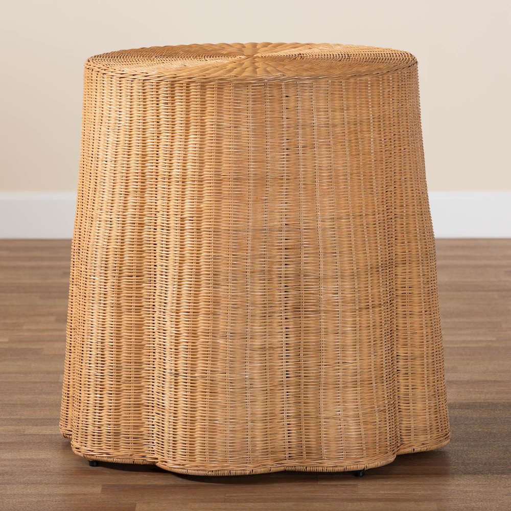Palm Bohemian Honey Scallop Rattan Console Table