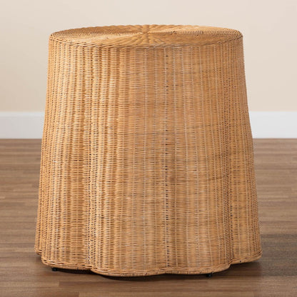 Palm Bohemian Honey Scallop Rattan Console Table