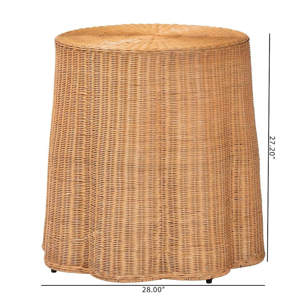 Palm Bohemian Honey Scallop Rattan Console Table