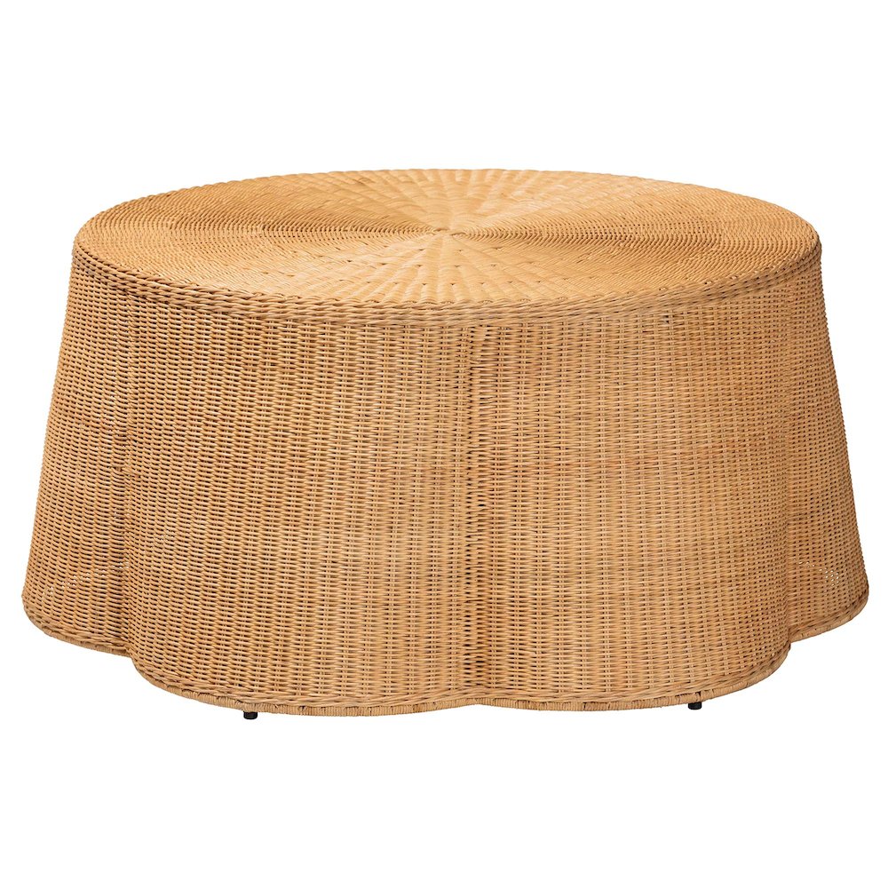 Palm Bohemian Honey Scallop Rattan Coffee Table