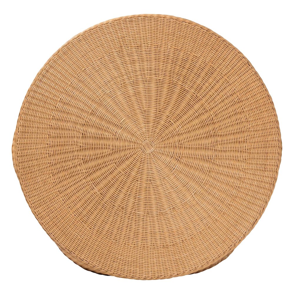 Palm Bohemian Honey Scallop Rattan Coffee Table