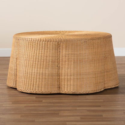 Palm Bohemian Honey Scallop Rattan Coffee Table