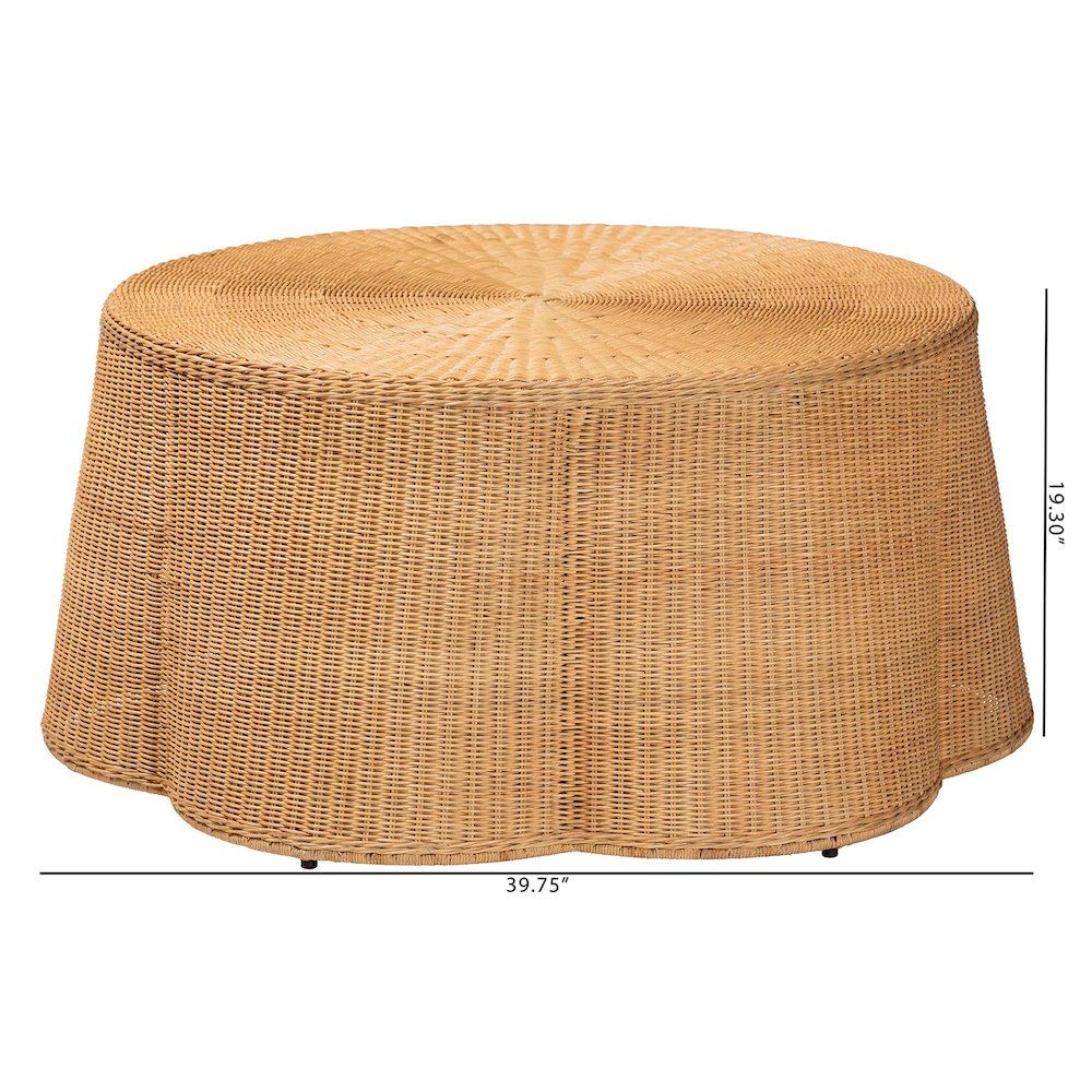 Palm Bohemian Honey Scallop Rattan Coffee Table