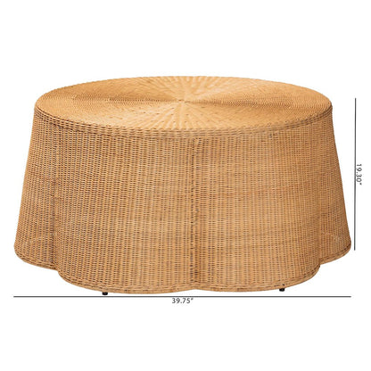 Palm Bohemian Honey Scallop Rattan Coffee Table