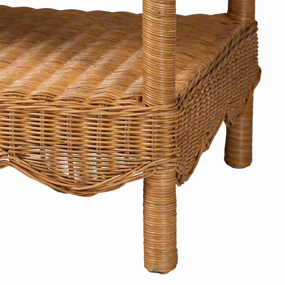 Oteria Bohemian Light Honey Scalloped Rattan Console Table
