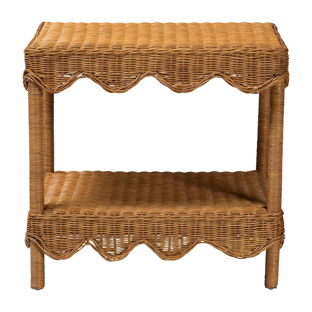 Oteria Bohemian Light Honey Scalloped Rattan Side Table