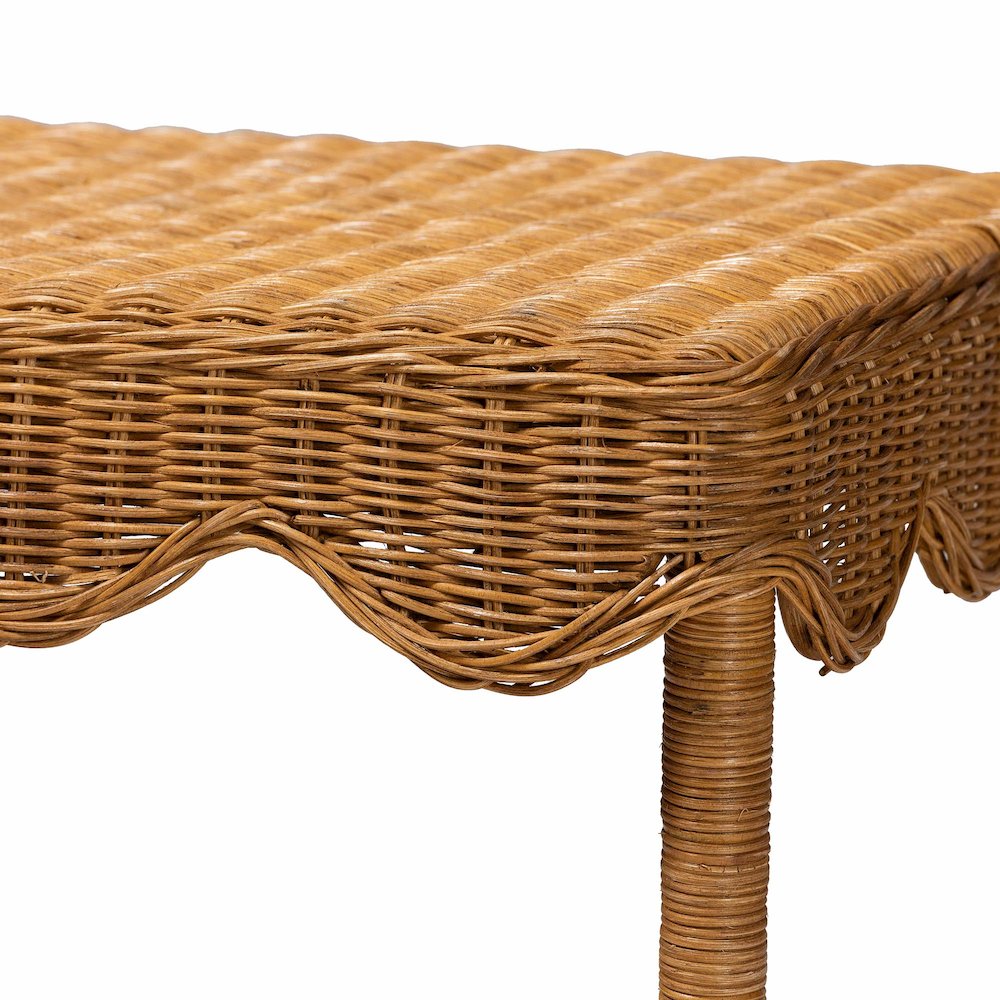 Oteria Bohemian Light Honey Scalloped Rattan Side Table